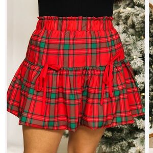 Main Strip Christmas Plaid Bubble Skirt